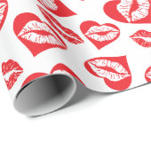 Rode en witte harten en kussen cadeaupapier (Rol Hoek)