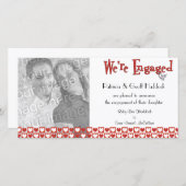 Rode en Witte Harten Foto Verlovingsaankondiging Aankondiging (Voorkant / Achterkant)