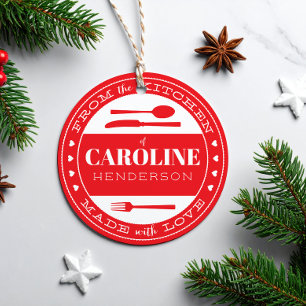 Rode en witte harten gemaakt met liefdesvoedsel bedankjes labels