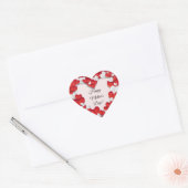 Rode en witte harten hart sticker (Envelop)