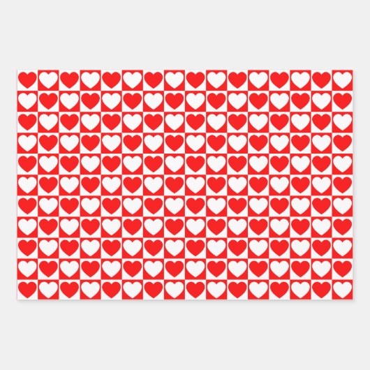 Rode en witte harten inpakpapier vel (Voorkant)