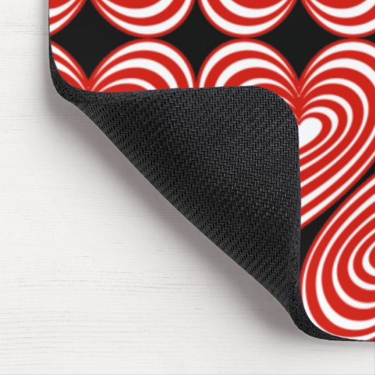 Rode en witte harten muismat (Hoek)