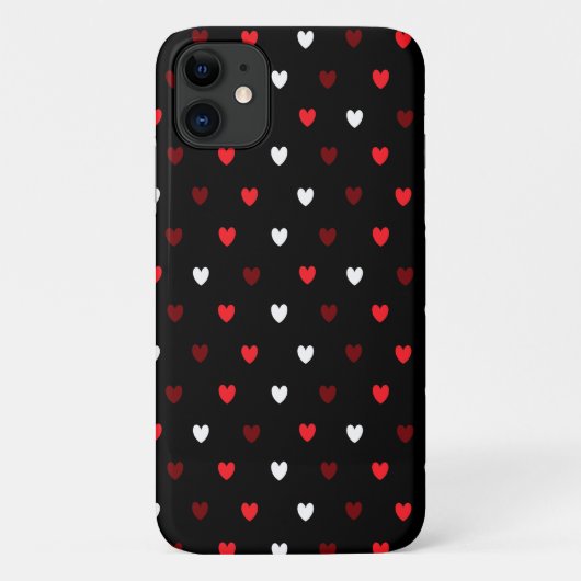 Rode en witte harten op zwart Case-Mate iPhone case (Achterkant)