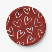 Rode en witte harten papieren bordje (Voorkant)