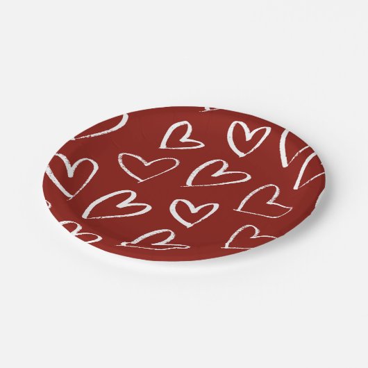 Rode en witte harten papieren bordje (Gekanteld)