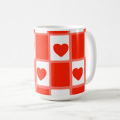 Rode en witte harten patroon cadeau Latte mok (Voorkant rechts)