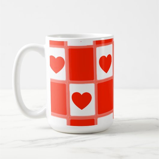 Rode en witte harten patroon cadeau Latte mok (Links)