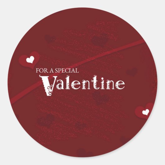 Rode en witte harten Valentijn Ronde Sticker (Voorkant)