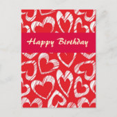 Rode en witte harten Verjaardagsansichtkaart Briefkaart (Voorkant)