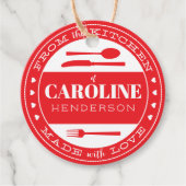 Rode en Witte Hartjes Gemaakt met Liefde Eten Bedankjes Labels (Voorkant)