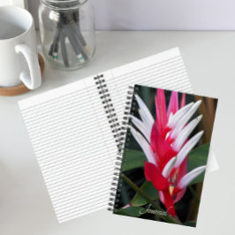 Rode en Witte Heliconia Bloem Notitieboek