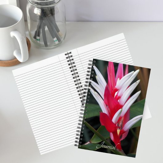 Rode en Witte Heliconia Bloem Notitieboek