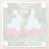 Rode en witte hete lippen Salvia Floral Glazen Onderzetter (Achterkant)