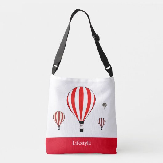 Rode en witte heteluchtballonnen crossbody tas (Achterkant)