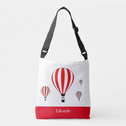 Rode en witte heteluchtballonnen crossbody tas (Voorkant)