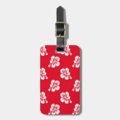 Rode en Witte Hibiscus Bloemen Bagagelabel (Voorkant verticaal)