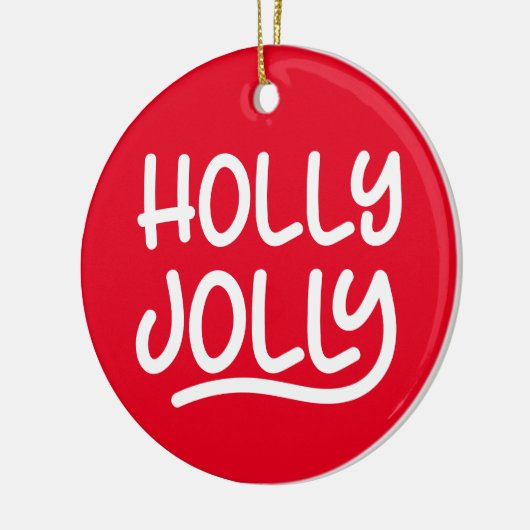 Rode en witte Holly Jolly Typografie Foto Keramisch Ornament (Links)