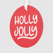 Rode en witte Holly Jolly Typografie Foto Ornament (voorkant)