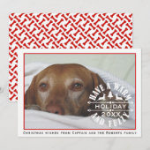 Rode en witte hond huisdier Kerstmis foto Feestdagenkaart (Voorkant / Achterkant)