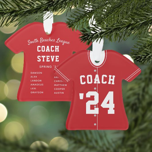 Rode en witte honkbal Coach Team Jersey Ornament