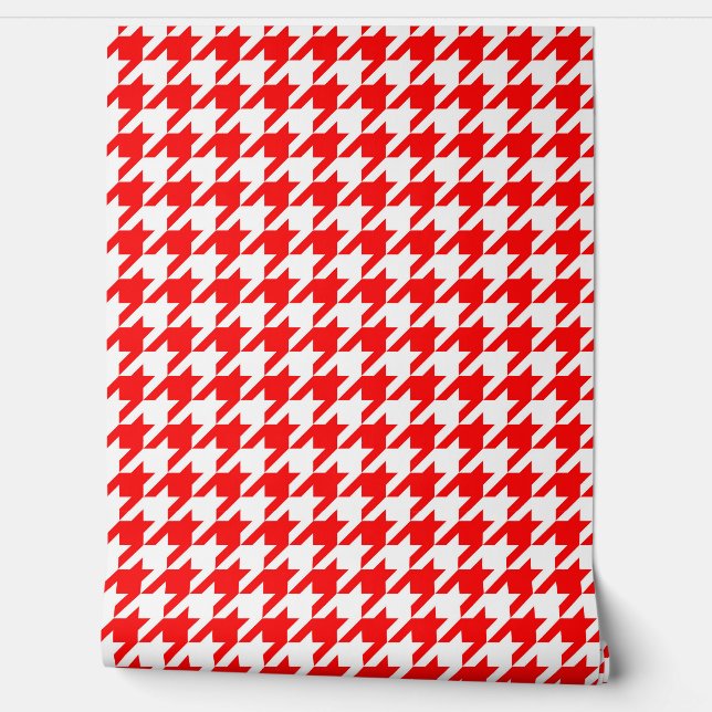 Rode en witte Houndstooth-controle Behang (Afrollen)