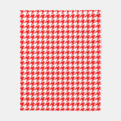 Rode en witte Houndstooth-controle Fleece Deken (Voorkant)