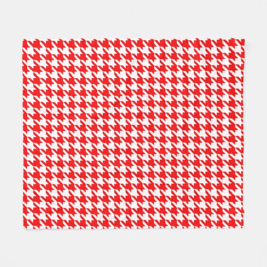 Rode en witte Houndstooth-controle Fleece Deken (Voorkant (Horizontaal))