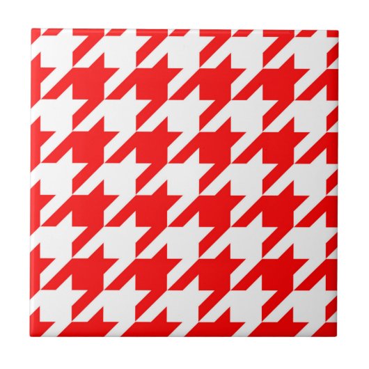 Rode en witte Houndstooth-controle Tegeltje (Voorkant)