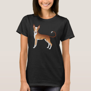 Rode en witte Ibizan Hound met gladde vacht Cartoo T-shirt