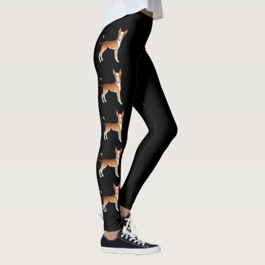 Rode en witte Ibizan Hound Smooth Coat Cartoon Dog Leggings (Rechts)