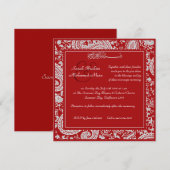 Rode en witte indiase moslimbruiloft kaart (Voorkant / Achterkant)