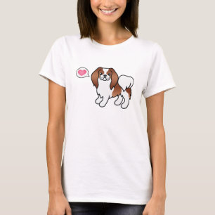 Rode En Witte Japanse Chin Cartoon Hond T-shirt