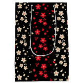 Rode en witte Japanse Sakura Cherry Blossom Flower Medium Cadeauzakje (Achterkant)