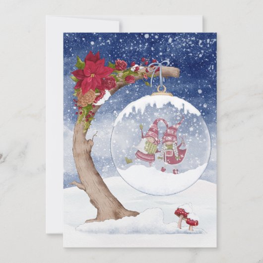 Rode en witte kabouter zeug Wereldbol kerst Feestdagenkaart (Voorkant)