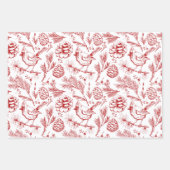 Rode en witte kardinaal, Pinecones & Winterbessen Inpakpapier Vel (Voorkant 2)