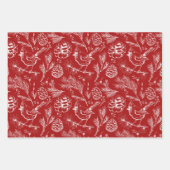 Rode en witte kardinaal, Pinecones & Winterbessen Inpakpapier Vel (Voorkant 3)