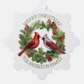 Rode en witte kardinale kerst ornament kaart (Voorkant)