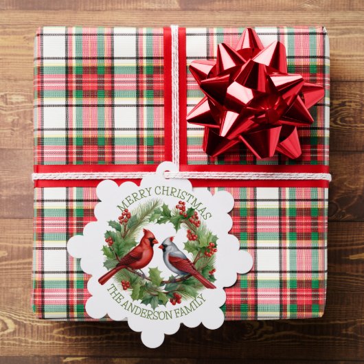 Rode en witte kardinale kerst ornament kaart (Insitu (Geschenk))