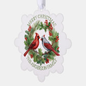 Rode en witte kardinale kerst ornament kaart (Links)