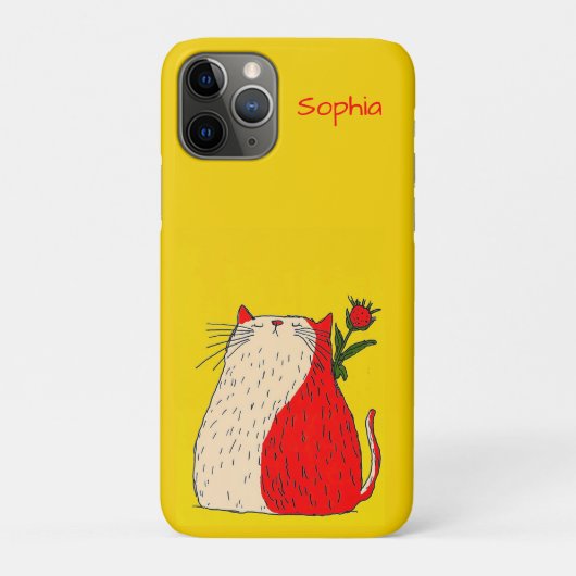 Rode en Witte Kat met Bloem Case-Mate iPhone Case (Achterkant)