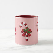 Rode en witte kerst-candy cane en aangepaste naam mok (Midden)