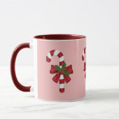 Rode en witte kerst-candy cane en aangepaste naam mok (Links)