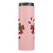 Rode en witte kerst-candy cane en aangepaste naam thermosbeker (Achterkant)