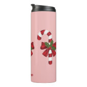 Rode en witte kerst-candy cane en aangepaste naam thermosbeker (Geroteerd rechts)