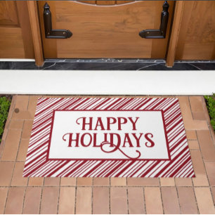 Rode en witte kerst deurmat
