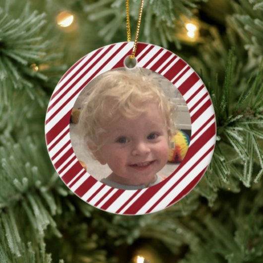 Rode en Witte Kerst Foto Sieraad Keramisch Ornament