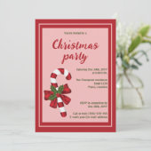 Rode En Witte Kerst Kerststok Feestje Kaart (Staand voorkant)