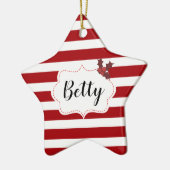 Rode en witte kerst Magische Aangepaste Naam Keramisch Ornament (Links)
