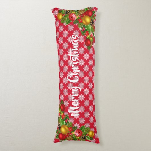 Rode en witte kerst met lange tijd van Cozy Pillow Lichaamskussen (Voorkant Verticaal)