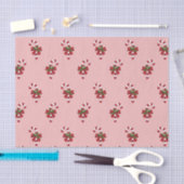 Rode en witte kerst snoepriet patroon op roze tissuepapier (Craft)